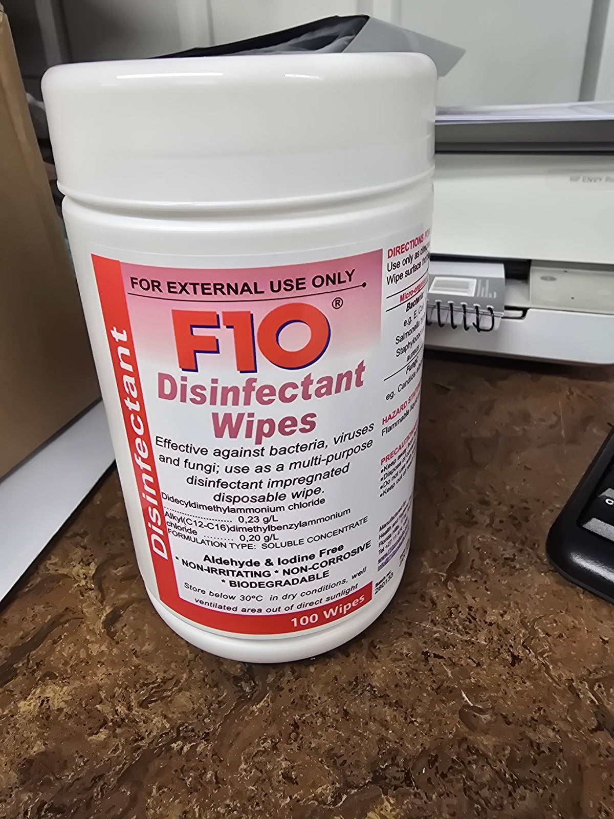 F10 Disinfectant wipes 100 wipes